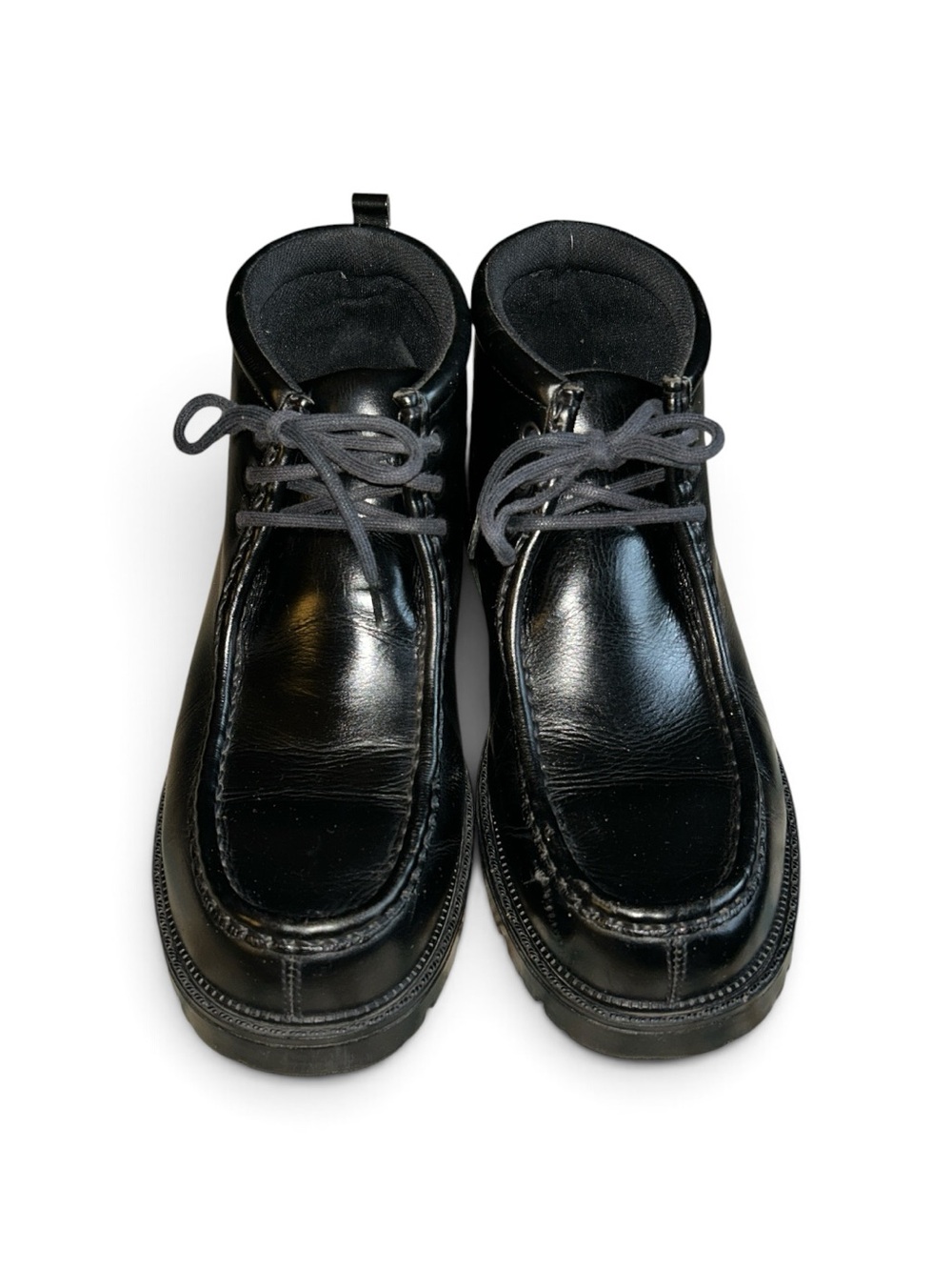 Vintage Y2K Bass Warren Black Leather Chukka Boots Lug Sole Goth Preppy Size 9.5